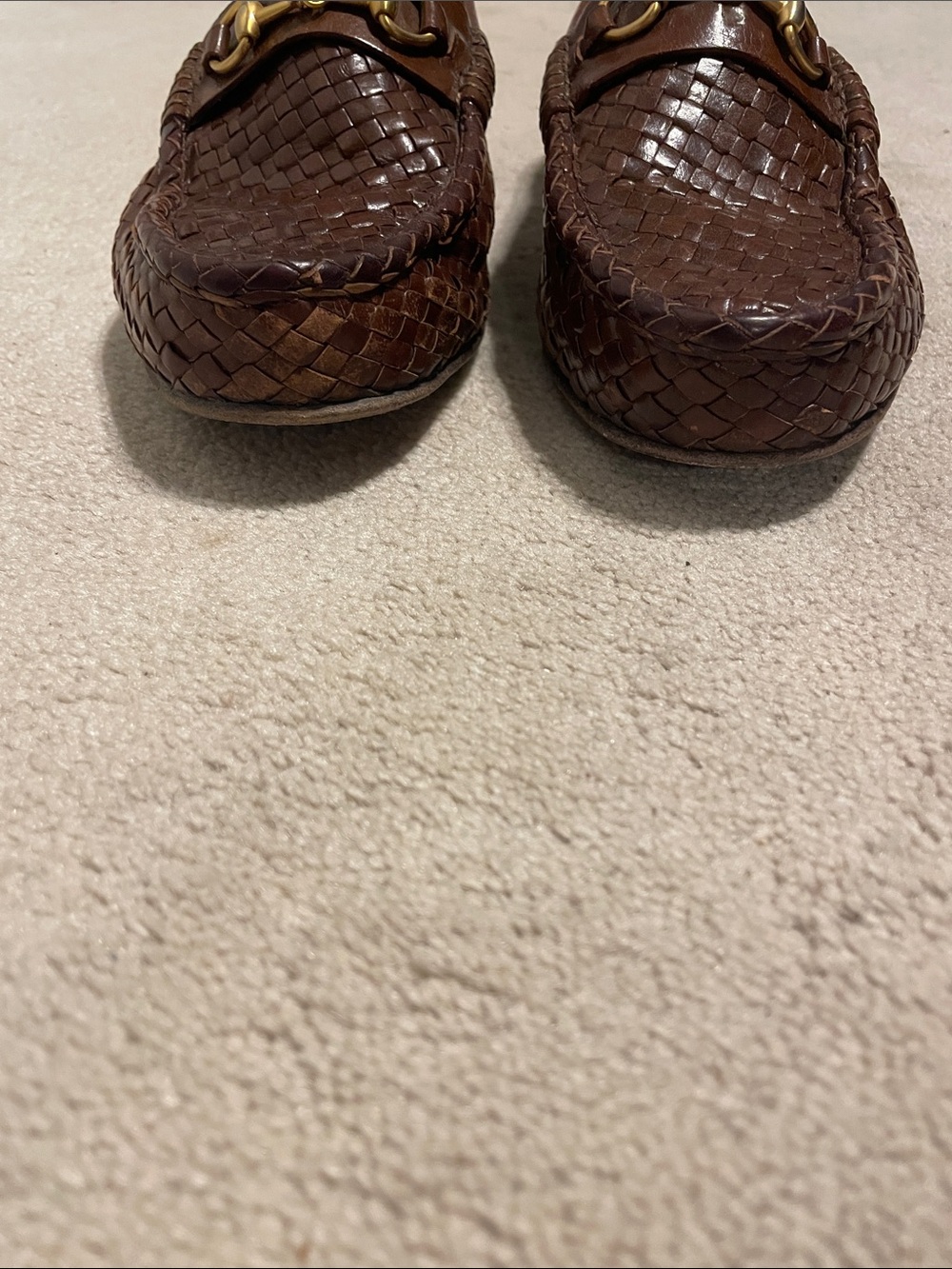 EUC Vintage Gucci brown woven leather loafers - Picture 3 of 10